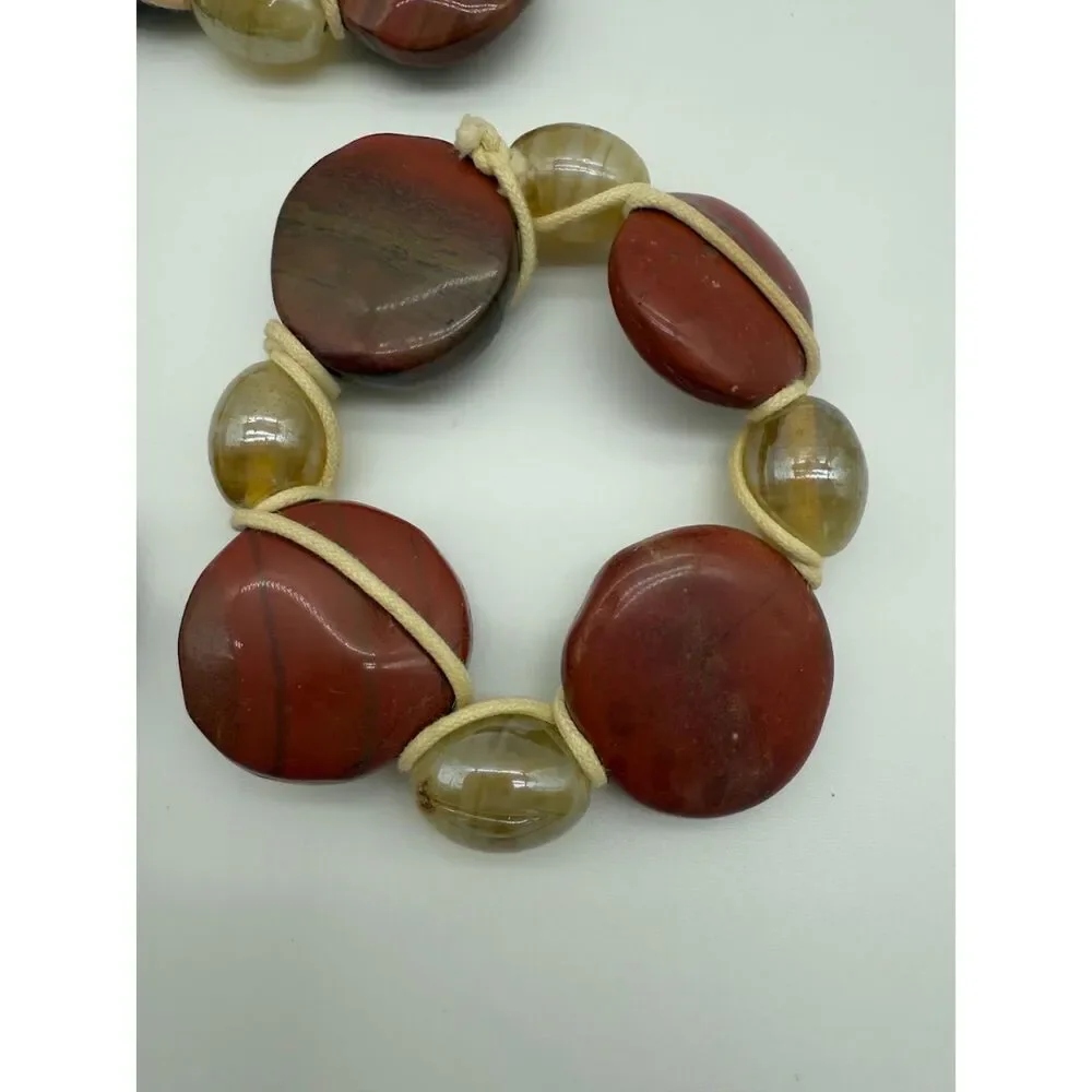 napkin rings natural red brown stone  set of 4